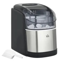 Macchina del Ghiaccio Autopulente da 9 Cubetti in 6-12 Minuti, in PP e Acciaio Inox, 24.2x35.3x33 cm, Nera