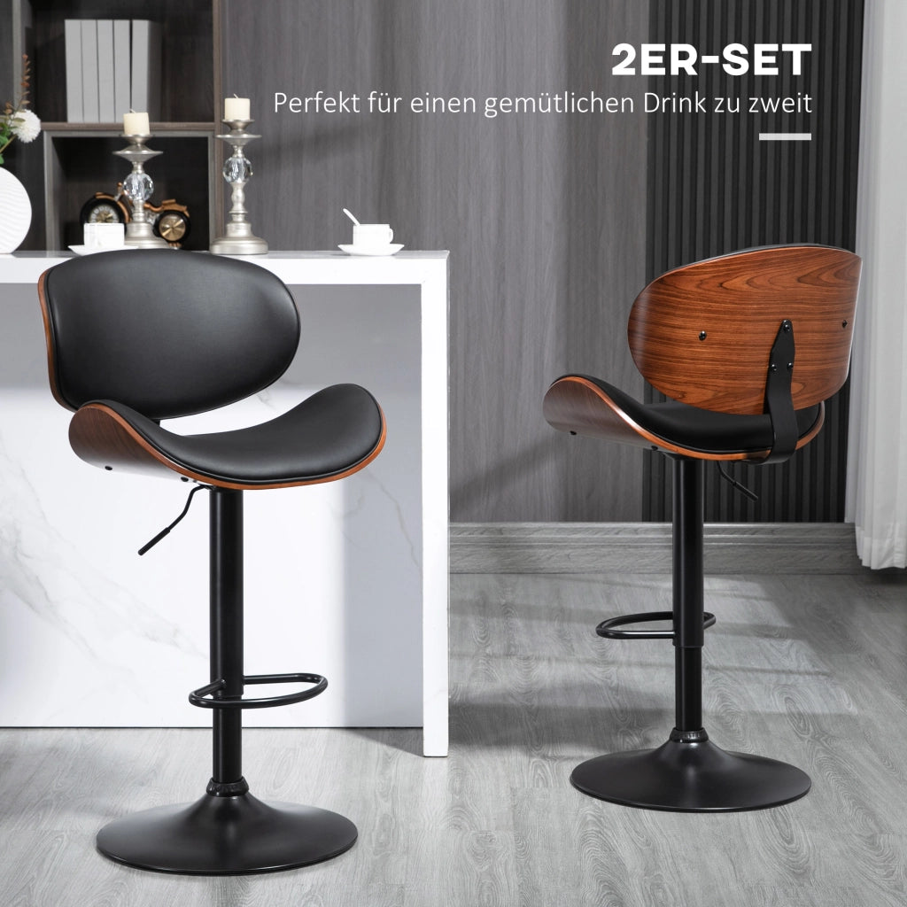 SGABELLO ALTO Set da 2 pezzi regolabile 53x52x92-112 cm Nero in pelle