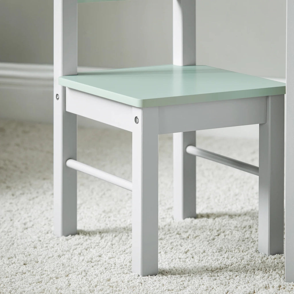 Tavolo Per Bambini Con 2 Sedie, Set Tavolo E 2 Sedie Per Bambini, Scrivania Per Bambini Con 2 Ripiani Laterali Per Libri Grigio Chiaro E Verde, KMB88-HG SoBuy