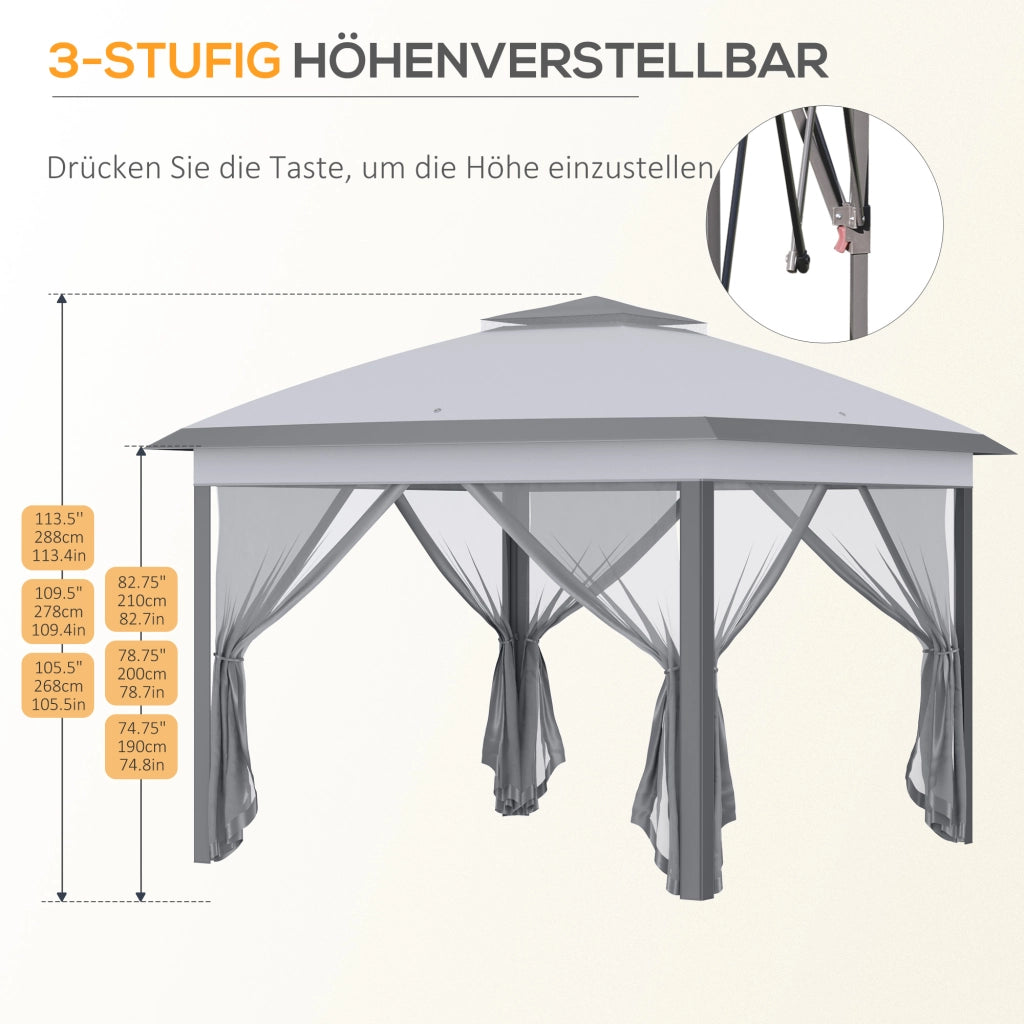 Gazebo da Giardino Pieghevole ¨C zephmum ¨C Grigio 330x330x288 cm