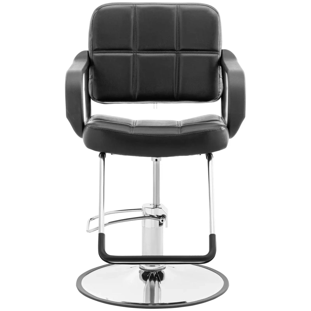 Poltrona da barbiere con poggiapiedi 64 cm 170 kg acciaio PU nero schiuma nera 14_0008941