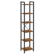 Libreria a 6 ripiani mobile contenitore aperto per ufficio soggiorno camera da letto 40 x 30 x 1786 cm marrone rustico e nero 12_0004186