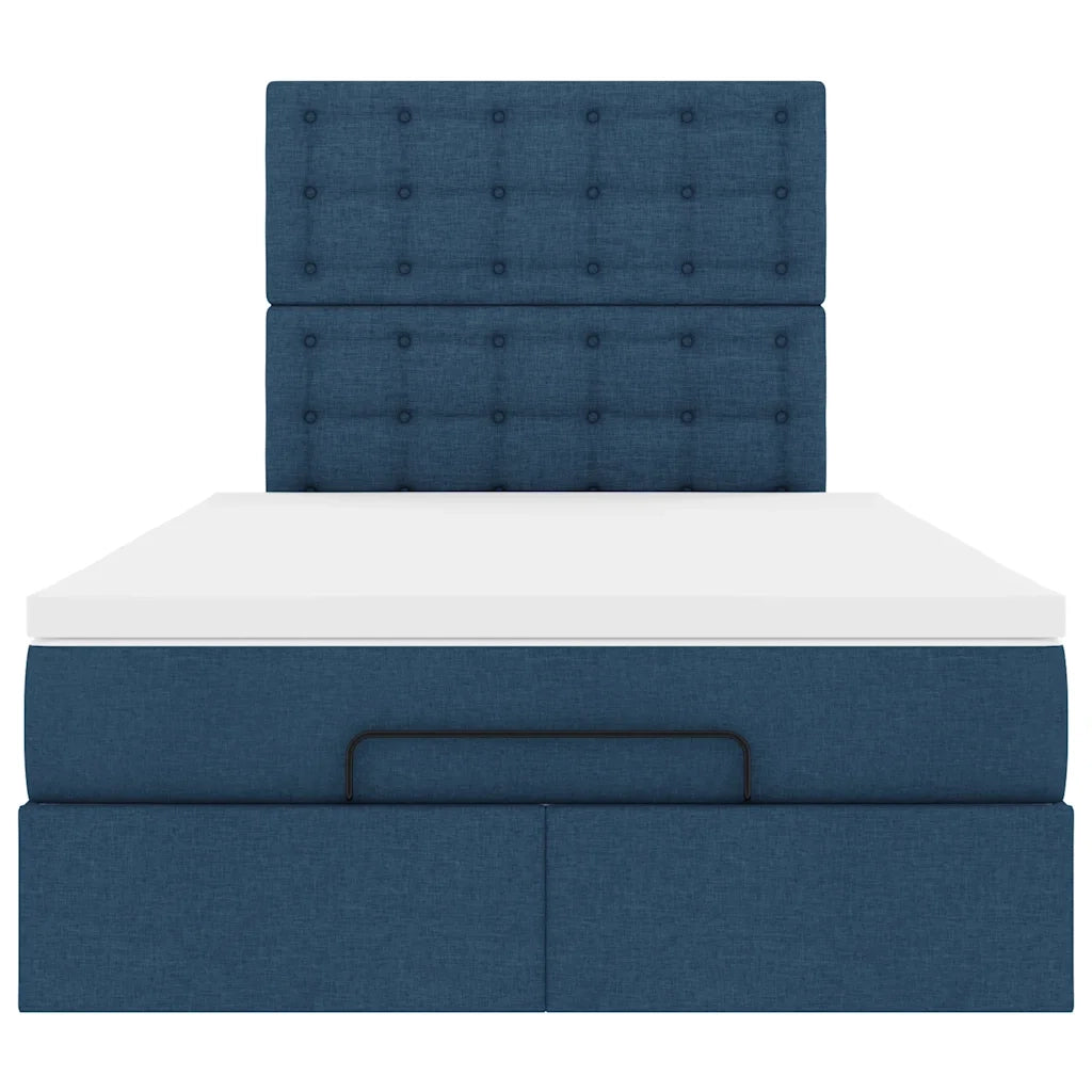 vidaXL Struttura Letto Pouf con Materasso Blu 120x190 cm in Tessuto
