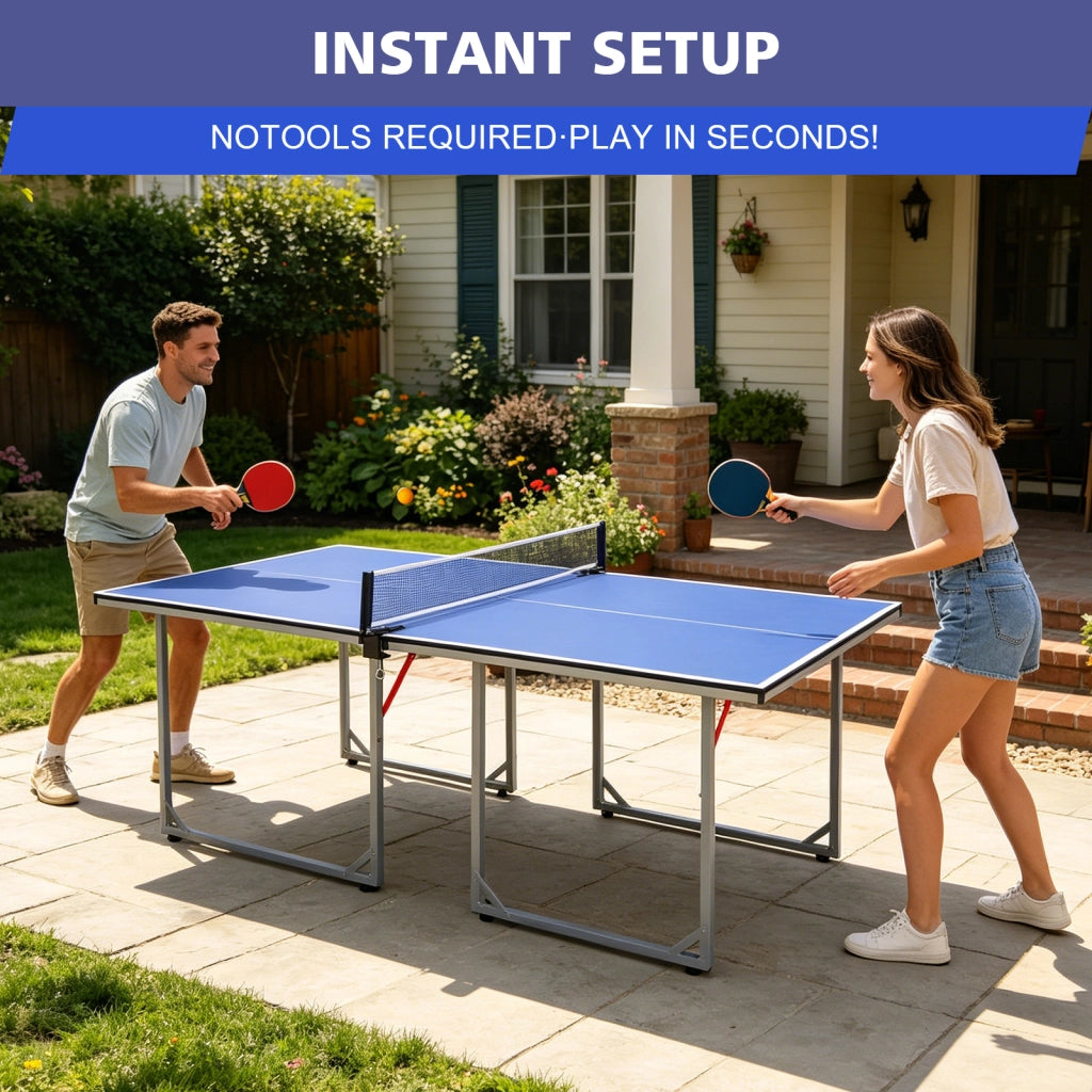 TAVOLO DA PING PONG Pieghevole 182x91x76,2 cm Blu Set con rete, 2 racchette e 3 palline