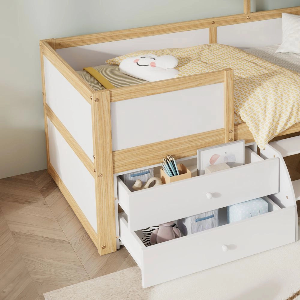 Letto mezzanino - Xylo - 90x200 cm 4 cassetti bianco