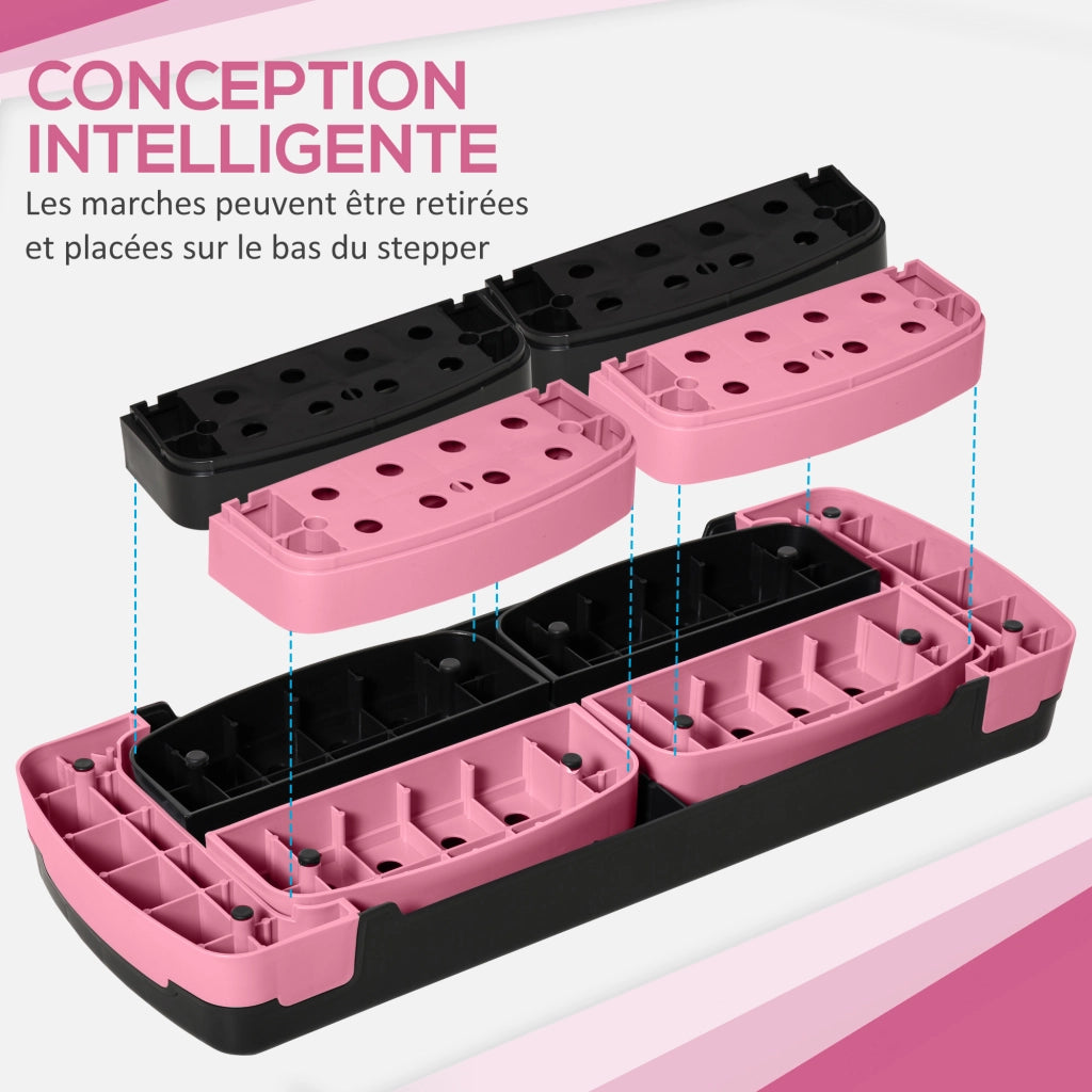 Stepper fitness aerobico regolabile ¨C zephmum ¨C 80x31x20 cm nero rosa chiaro