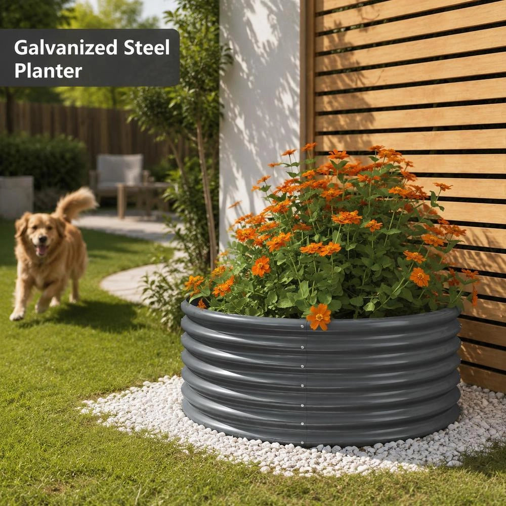 Plant Pot, Galvanized Steel, 80x80x36 Cm, Anthracite