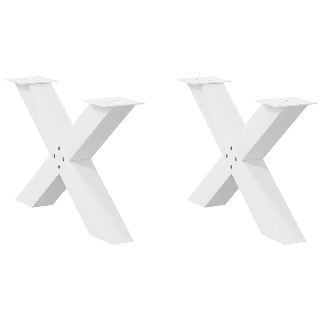 Set di 2 gambe regolabili per tavolino da caffè a forma di X 70 x 42 x 43 cm acciaio bianco 02_0057237