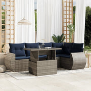 Set Divani da Giardino 6 pz con Cuscini Grigio in Polyrattan 3268521