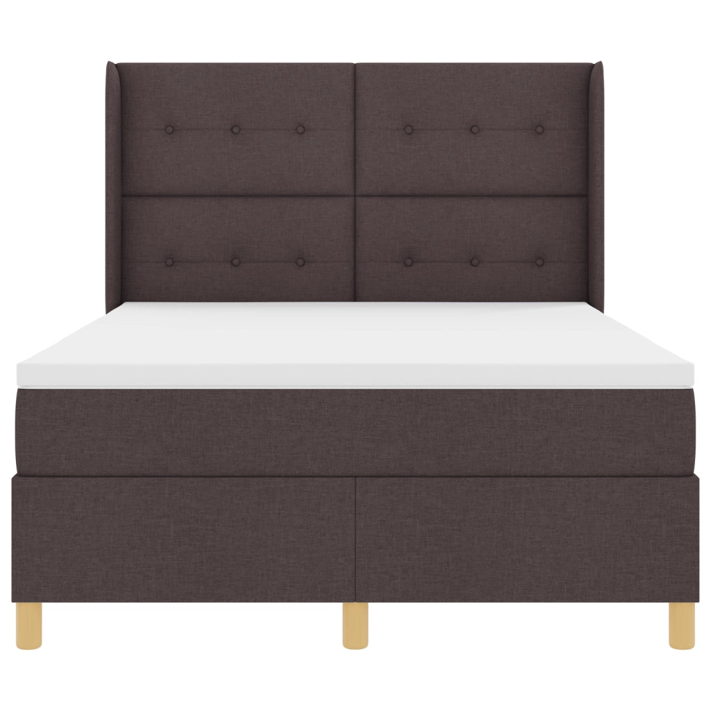 Letto a doghe  con materasso e LED Marrone Scuro 140x200 cm Tessuto