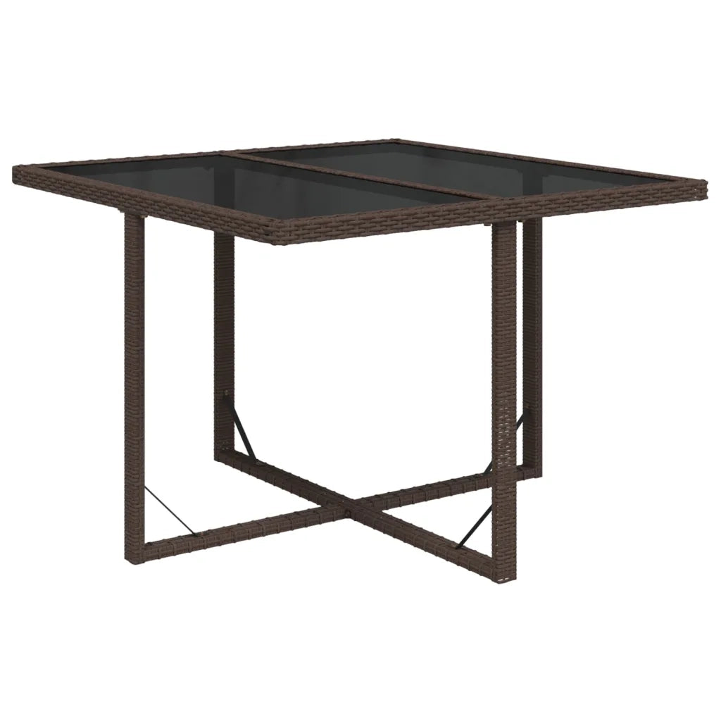 Tavolo da Giardino Marrone 109x107x74 cm in Polyrattan e Vetro cod mxl 34391