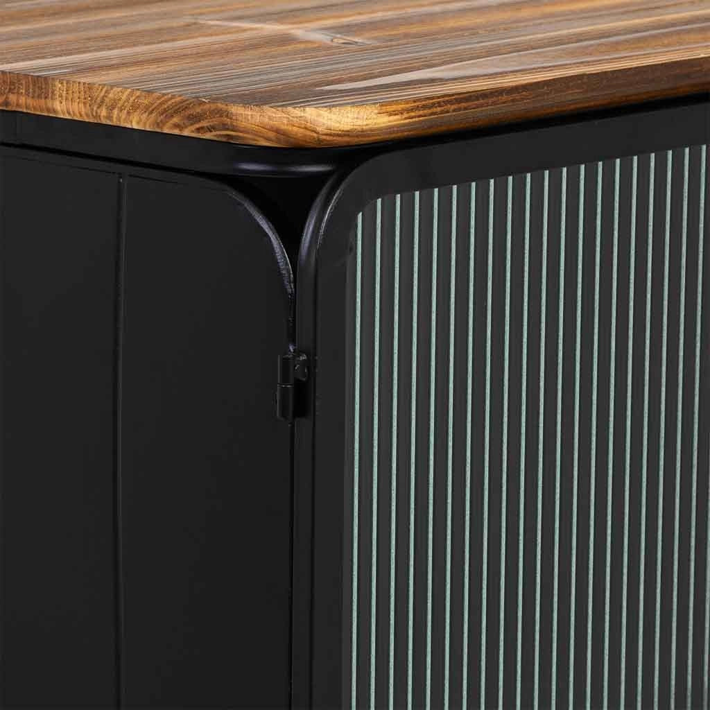 Vetrina in metallo, legno e vetro con 2 porte 72x37x81h cm - nero