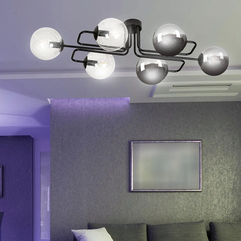 Lampadario Emibig Brendi 6xE14 nero vetro multicolor