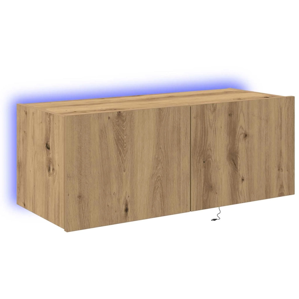 Mobile TV da parete con LED Rovere artigianale 80 x 35 x 31 cm 863106