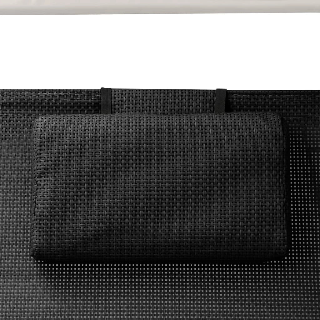 Lettino prendisole sedia a sdraio lettino prendisole letto da giardino mobili da giardino mobili da esterno doppi con baldacchino in textilene nero 02_0012722