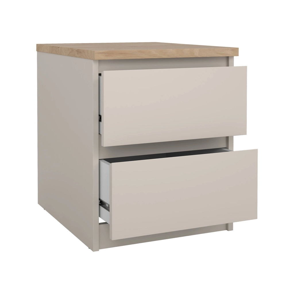 Azar, Comodino 2 Cassetti, 40x40x50h cm Beige