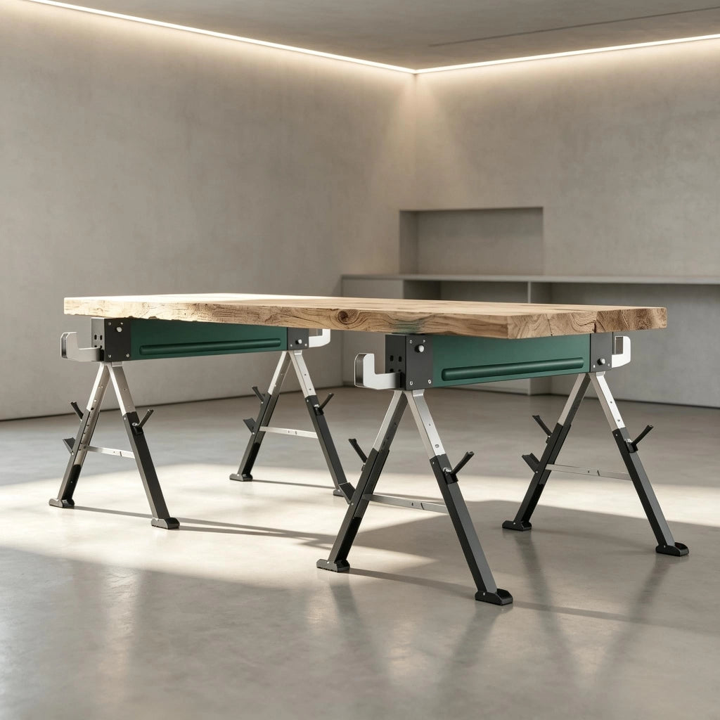 CAVALLETTO PIEGHEVOLE Set da 2 pezzi 116x64x64-81 cm Metallo Verde