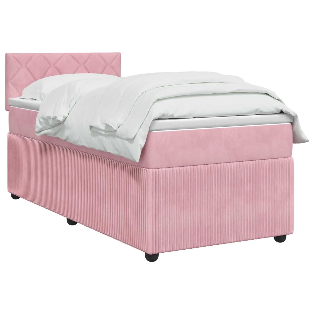 Letto box spring con materasso Rosa 100 x 200 cm Velluto 3453094