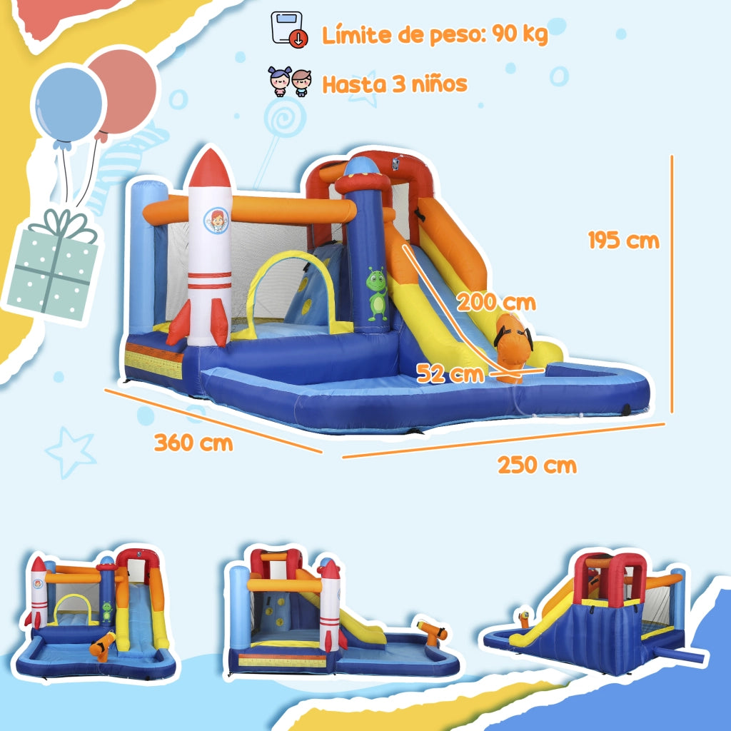 Castello gonfiabile 5 in 1 con scivolo e piscina ¨C zephmum ¨C 550W