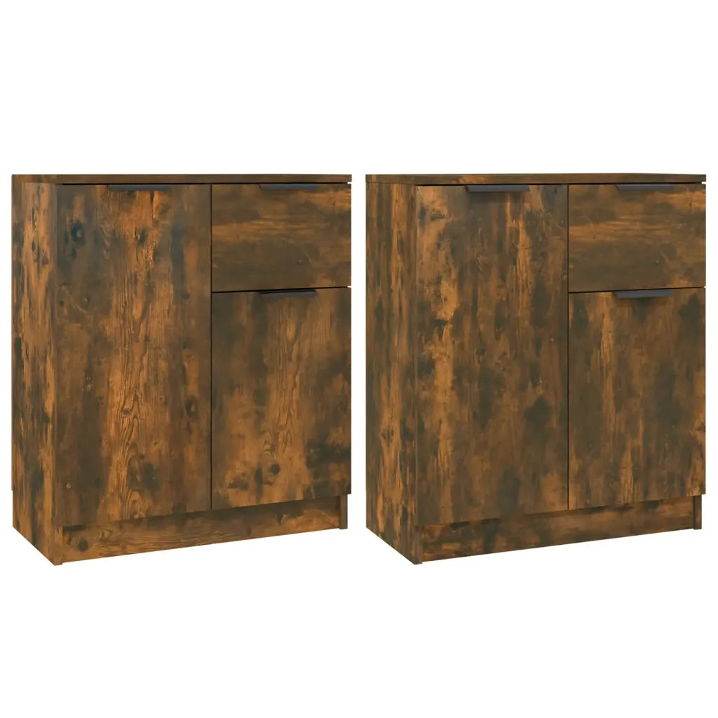 Credenze 2 pz | Madia | Buffet da pranzo | Armadio da pranzo Rovere Fumo 60x30x70 cm in Legno Multistrato