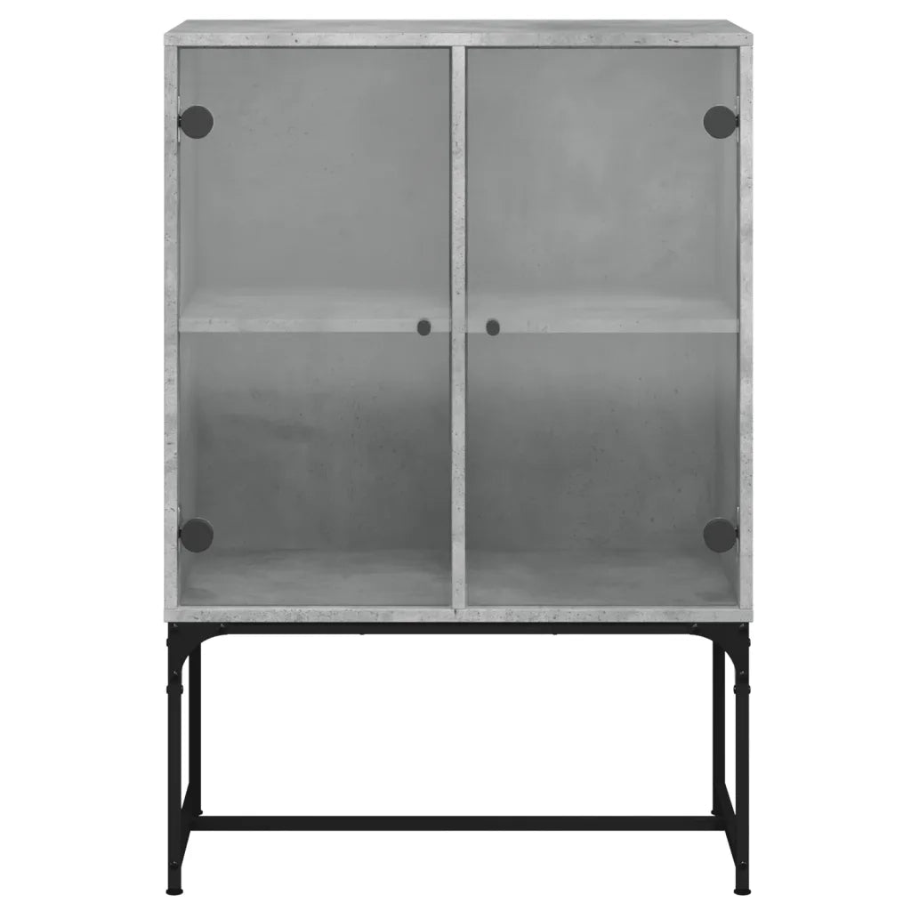 Mobile con Ante in Vetro Grigio Cemento 69x37x100 cm 836549