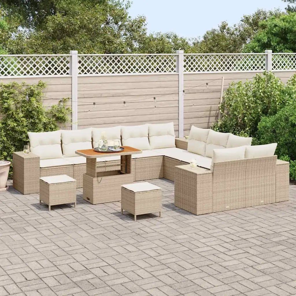 Set Divano da Giardino con cuscino 13 pcs Beige polyrattan 3362066