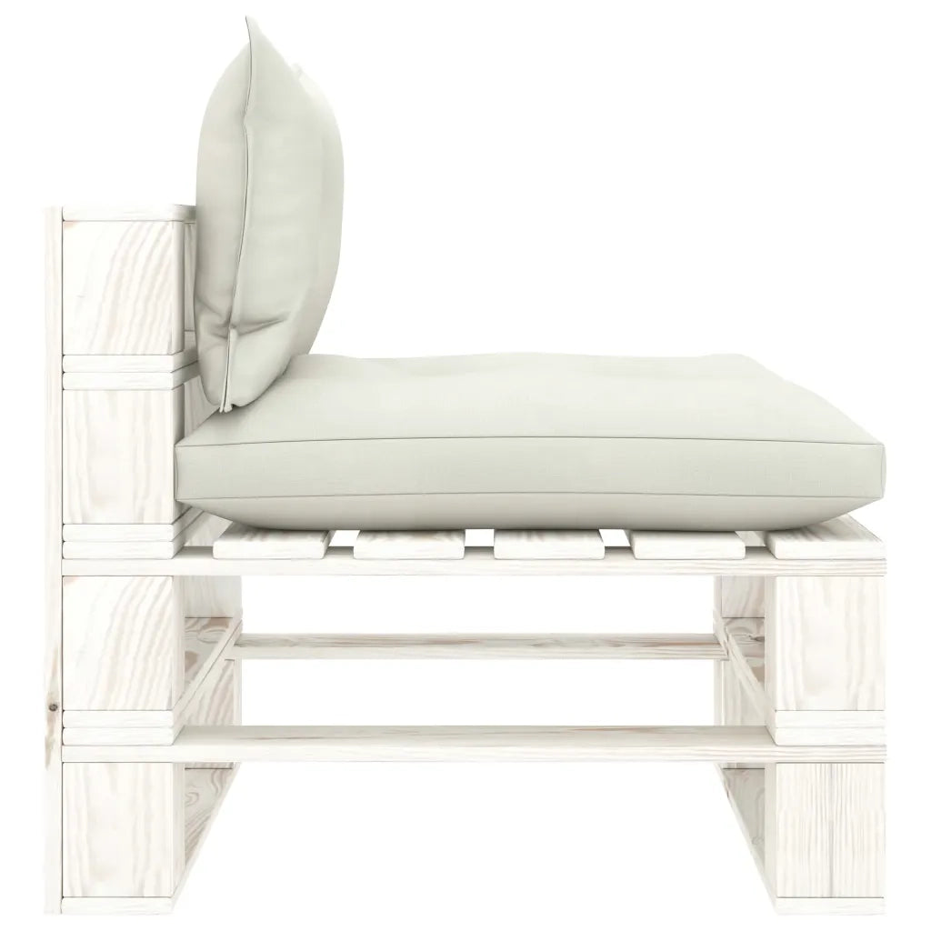 Divano Centrale da Giardino in Pallet Cuscini Beige in Legno cod mxl 72108