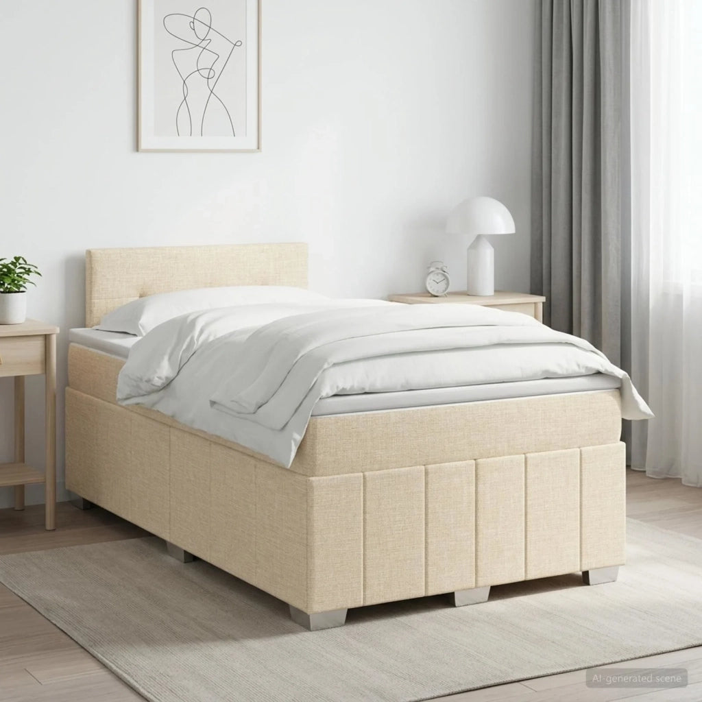 Letto box spring con materasso Crema 120 x 190 cm Tessuto 3451169