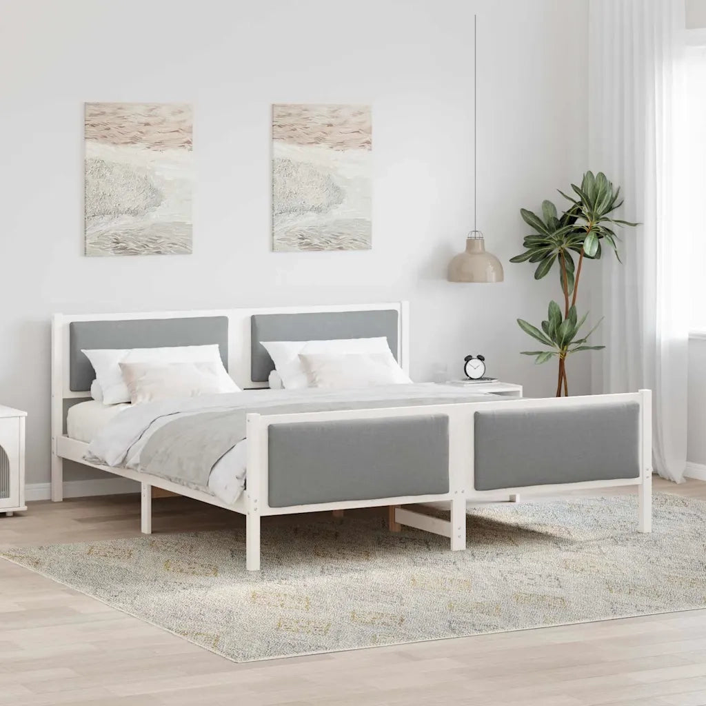 Struttura del letto Grigio chiaro 200 x 200 cm Tessuto