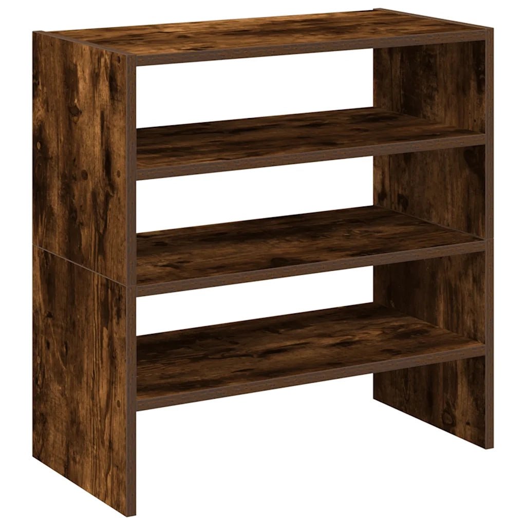 Scarpiere 2 pz Impilabili-Set di 2 Scaffale per scarpe Rovere Fumo 60x30x30,5 cm