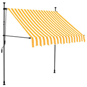 Tenda da Sole Retrattile Manuale LED-Tenda parasole per Patio 100 cm Bianca e Arancione