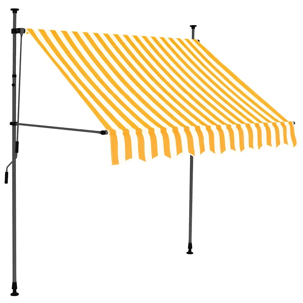 Tenda da Sole Retrattile Manuale LED-Tenda parasole per Patio 100 cm Bianca e Arancione