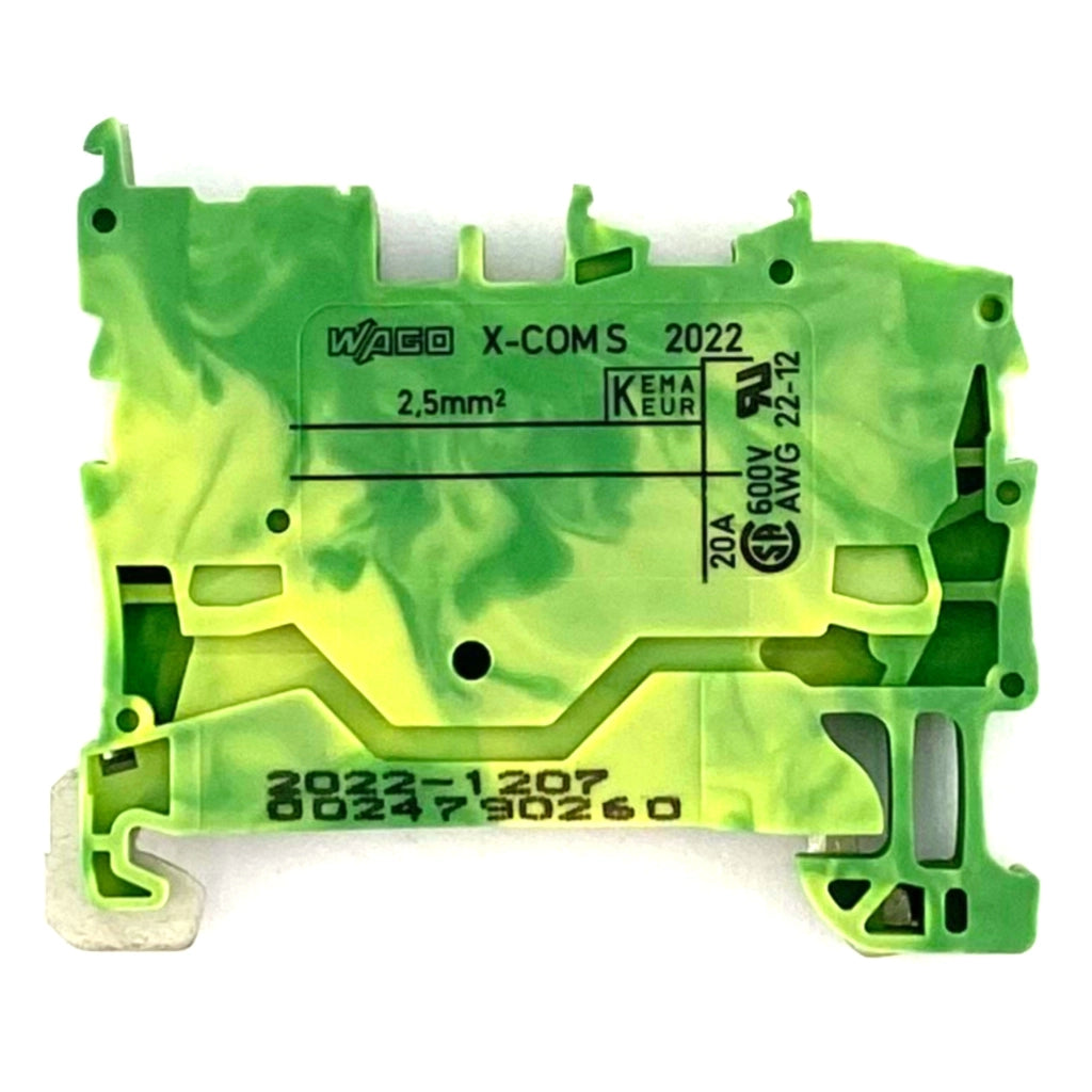 Morsetto passante terra 2,5mmq. verde Wago