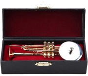 Replica di Tromba Miniatura in Oro - Modello di Strumento Musicale - Scatola in Legno - Standard - Ottone - Ornamento di Alta Qualità - Modello Musicale