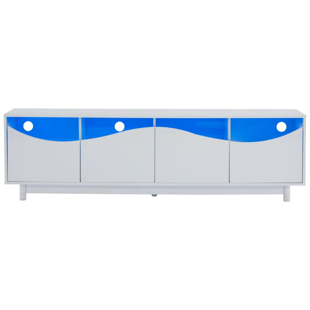Mobile TV Design Curvo ¨C MINIMAL ¨C Bianco Lucido, Vetro Temperato, LED, 175x38x51