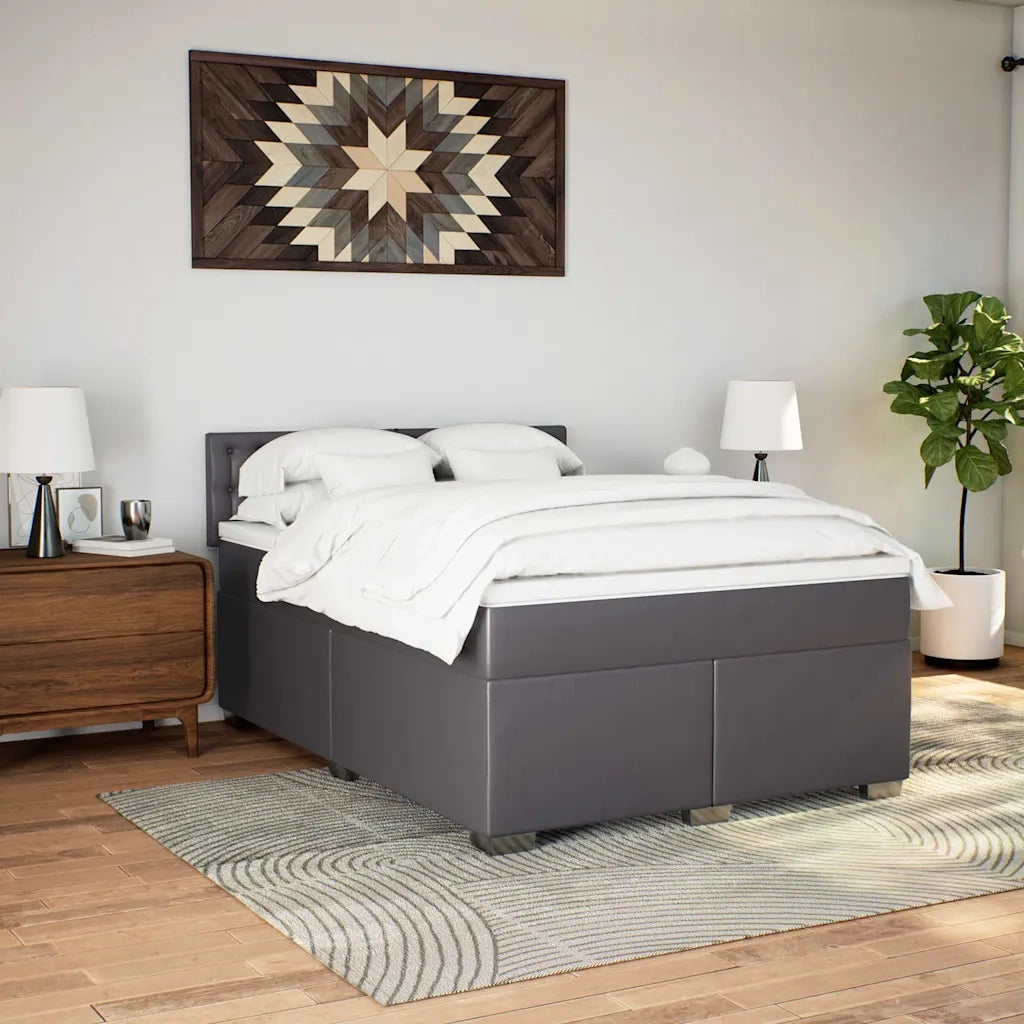 Giroletto a Molle con Materasso Grigio 160x200 cm in Similpelle 3288430