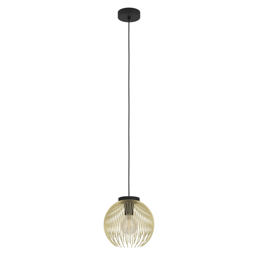 Sospensione Industrial-Nordico Acciaio Nero E Oro 1 Luce E27 D.23,5Cm