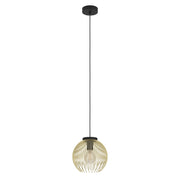Sospensione Industrial-Nordico Acciaio Nero E Oro 1 Luce E27 D.23,5Cm