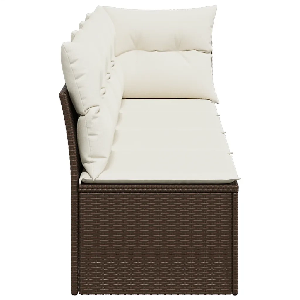 Divano da Giardino a 4 Posti con Cuscini in Polyrattan Marrone 366202