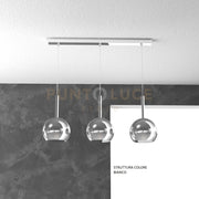 SOSP. BIANCO RETTANGOLARE 3 LUCI VETRI TUTTI PICCOLO CROMO 1155BI-S3 RP-CR