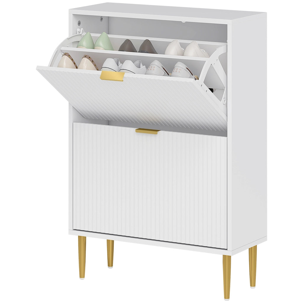 Scarpiera con Cassetti e Ripiani Regolabili ¨C zephmum ¨C Bianco 60x24x91.5 cm