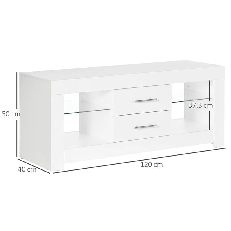 MOBILE PORTA TV DA 55" CON LUCI LED A 12 COLORI E TELECOMANDO LEGNO E VETRO
