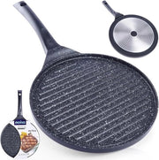 Piatto Grill - Laminato in alluminio con rivestimento antiaderente - Adatto per gas e induzione - Ø 27 cm