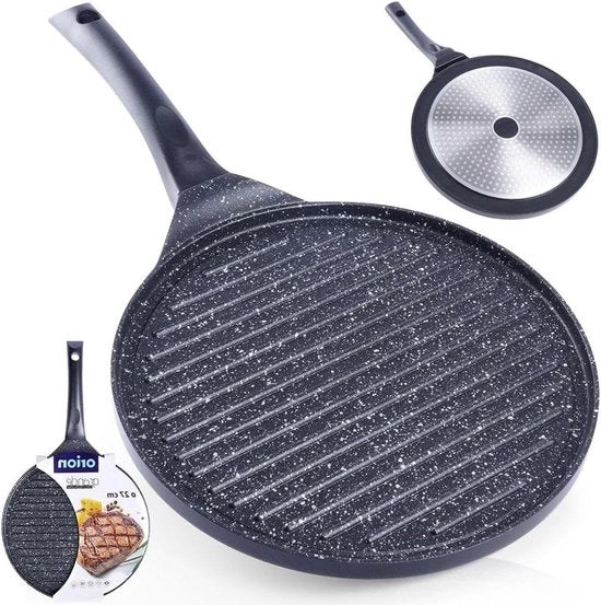 Piatto Grill - Laminato in alluminio con rivestimento antiaderente - Adatto per gas e induzione - Ø 27 cm