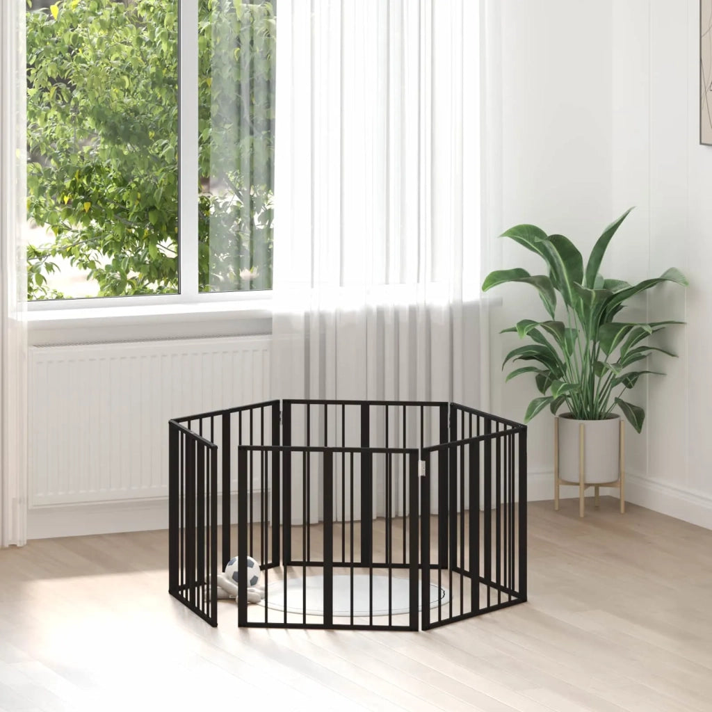 Cancello per cani 6 pcs Nero 60 x 60 cm Acciaio zincato 892021