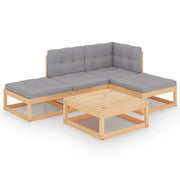 Set Divani da Giardino 5 pz | Set Salotto da Giardino con Cuscini Legno Massello di Pino
