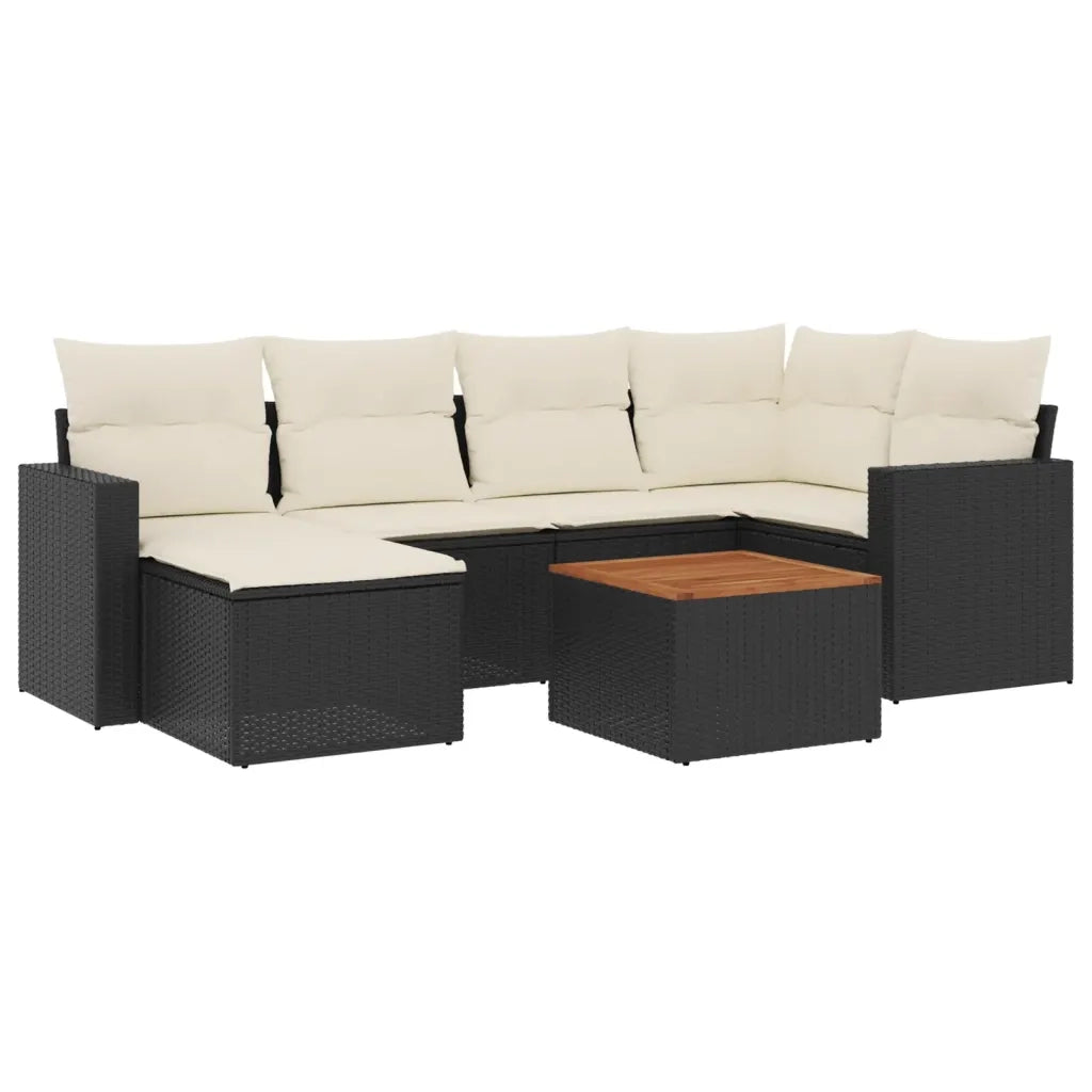 Set Divani da Giardino con Cuscini 7pz Nero Polyrattan 3256553
