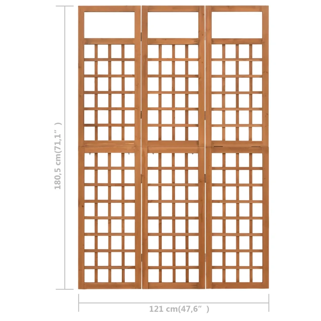 Divisorio Ambienti | Divider per stanze | Paravento a 3 Pannelli in Legno Massello di Abete 121x180,5 cm