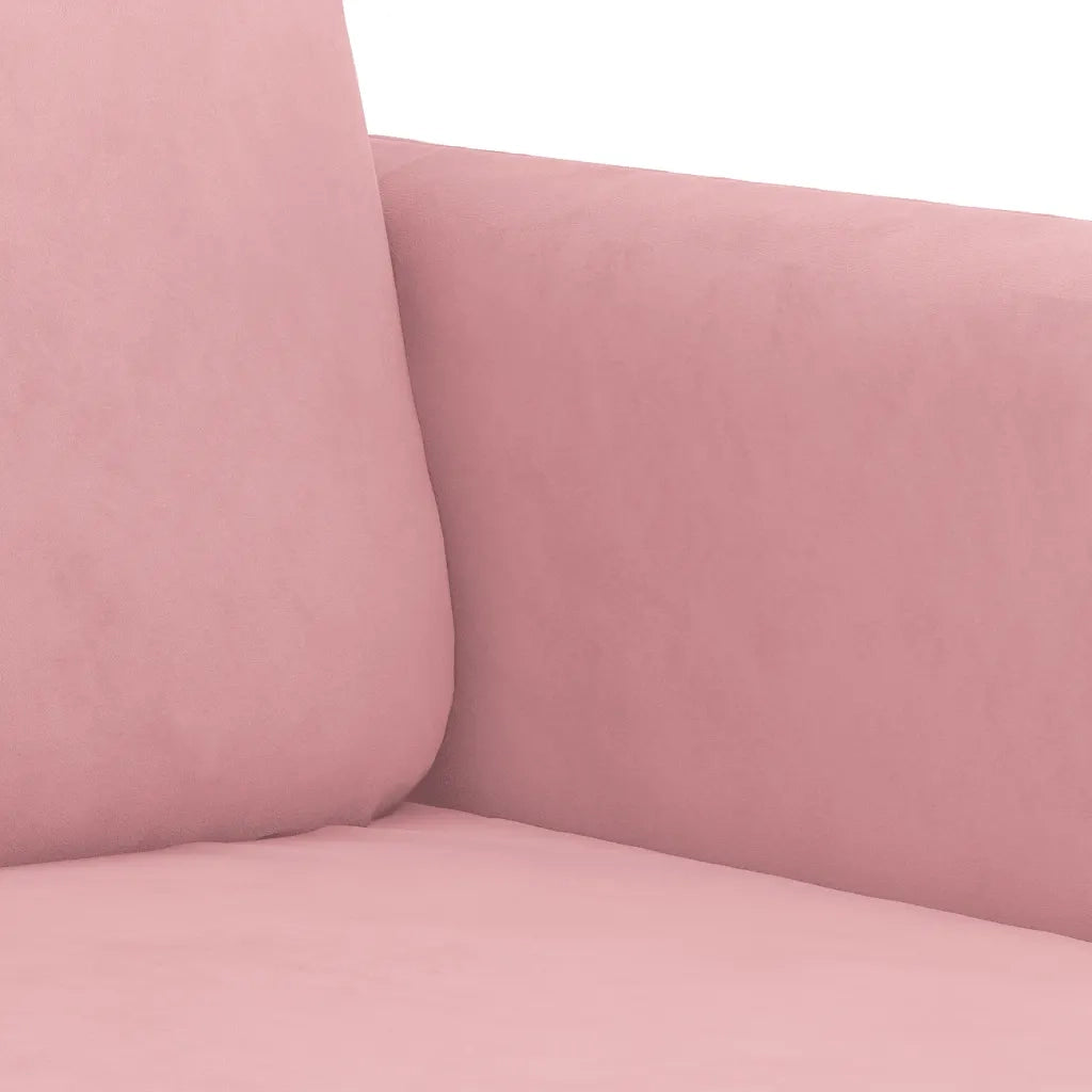 Set di Divani 3 pz con Cuscini Rosa in Velluto