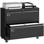 Cassettiera a rotelle con 2 cassetti a chiavetta e appendice regolabile ¨C zephmum ¨C 90x40x77 cm Nero